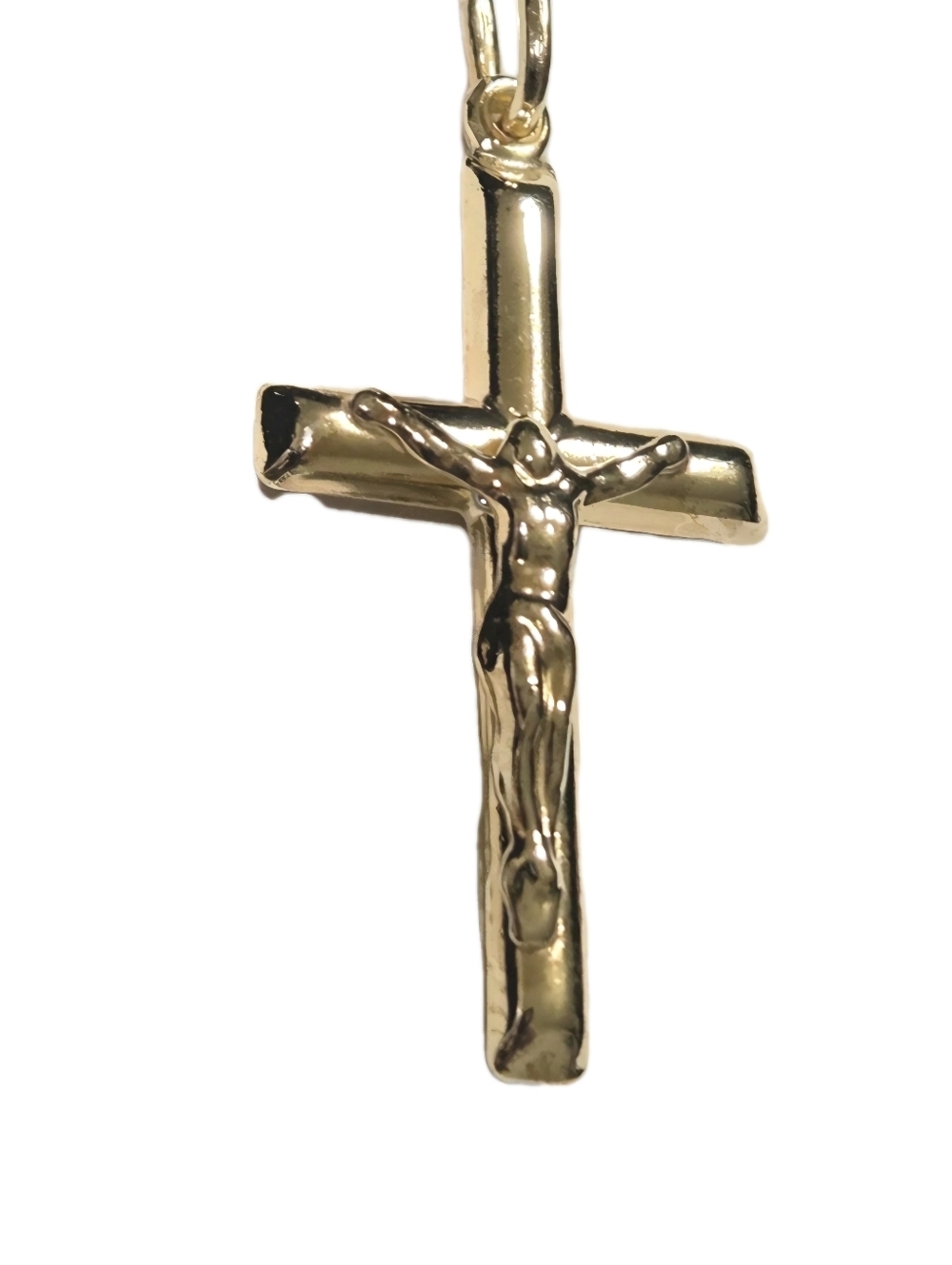 14k Yellow Gold Vermeil 925 Jesus on Cross Crucifix Necklace Pendant NEW - Picture 7 of 10